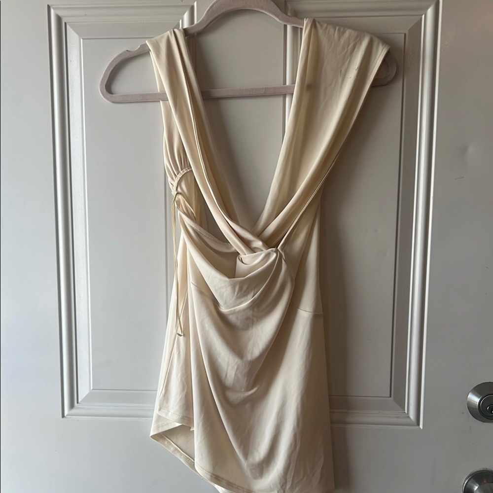 Express Cream Backless Dress